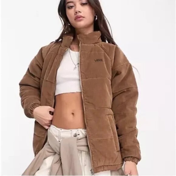 VANS ASHBURN PUFFER JACKET Toasted Coconut Size Medium Women's Oversized - Picture 1 of 16